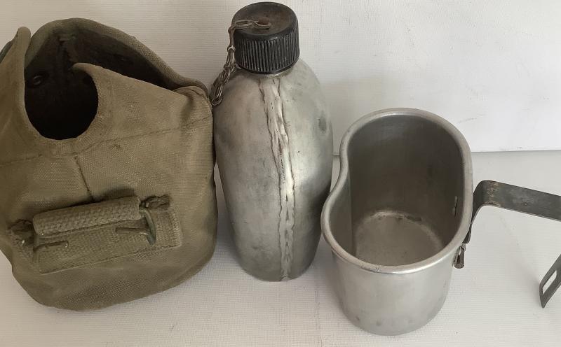 DATED 1945  US ARMY  WATER BOTTLE, CUP WITH COVER