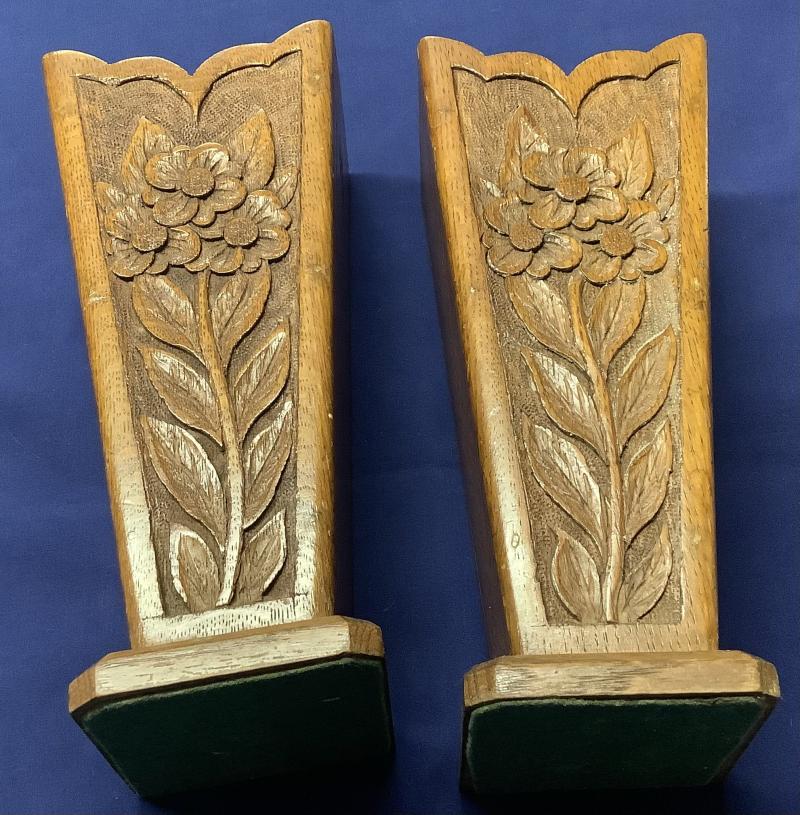 WWII PAIR OAK VASES