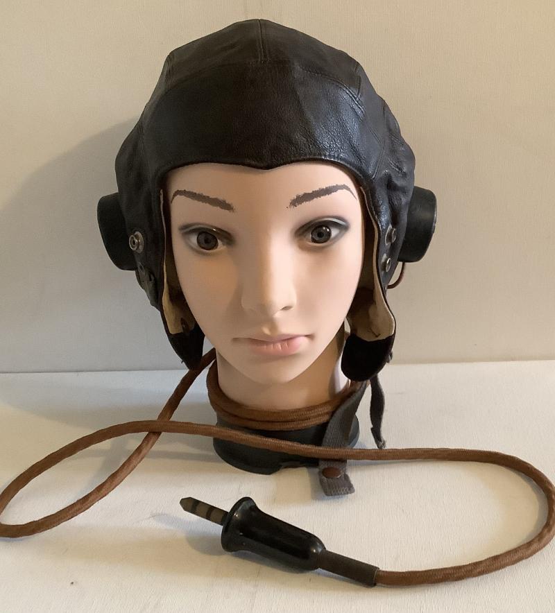 WWII RAF C- TYPE FLYING HELMET FULLY WIRED