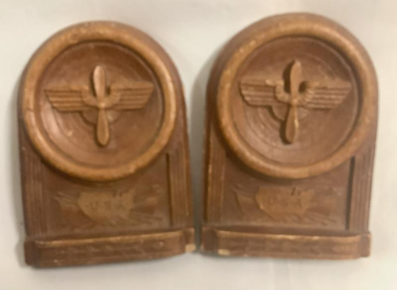 WWII USAAF CHALKWARE BOOKENDS