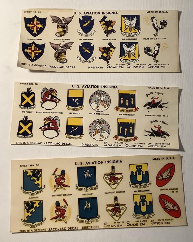 WWII US BOMB GROUP INSIGNIA TRANSFERS