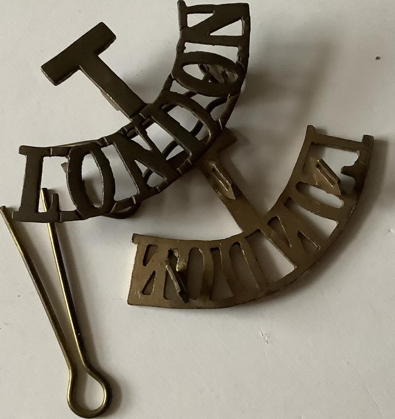 LONDON TERRITORIALS SHOULDER TITLES PAIR